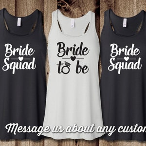 Bride Squad Racerback Tank Top, Flowy Racerback, Bachelorette, Optional Monogram