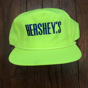 Vintage 90s Hershey&#39;s Neon Chocolate Snapback Hat Baseball Cap