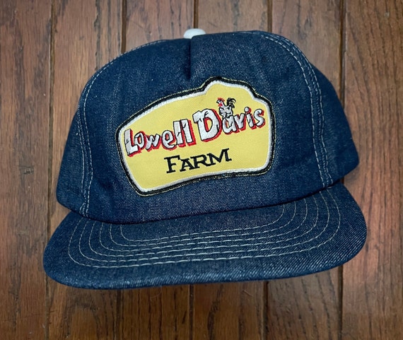 Vintage Farm Dairy Denim Patch Snapback Trucker Hat Cap King Windward Foam Rare