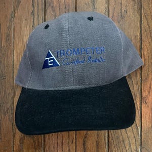 Vintage 90s Minimal Trompeter Certified Installer Two Tone Strapback Hat Baseball Cap