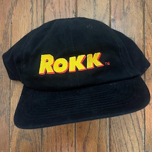 Vintage 90s Minimal Unstructured Rokk Strapback Hat Baseball Cap