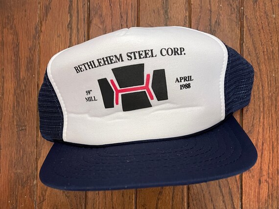 Vintage 80s 90s Bethlehem Steel Mesh Trucker Hat Snapback Hat Baseball Cap