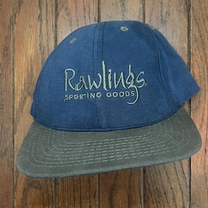 Vintage 90s Deadstock Minimal Rawlings Sporting Goods Two Tone Strapback Hat Baseball Cap USA Made