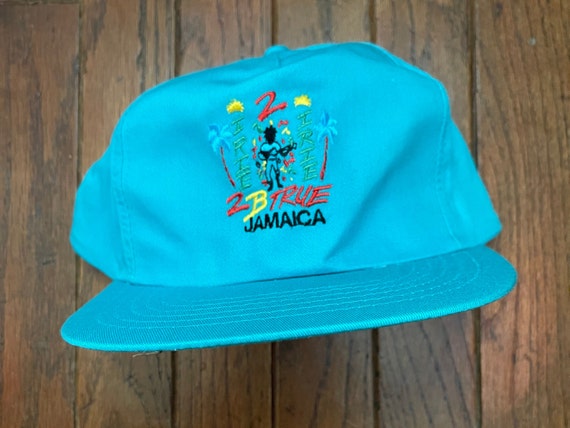 Vintage 90s Deadstock Neon Jamaica Trucker Hat Sn… - image 1