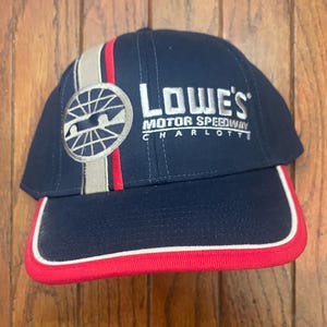 Vintage Lowe&#39;s Nascar Racing Motor Speedway Charlotte Strapback Hat Baseball Cap