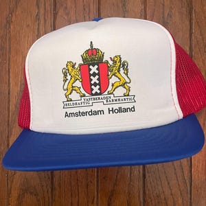 Vintage Trucker Hat Snapback Baseball Cap Amsterdam Holland Vacation Travel Tourist