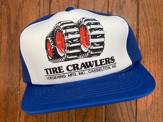Vintage 80s 90s Tire Crawlers Mesh Trucker Hat Snapback Hat Baseball Cap