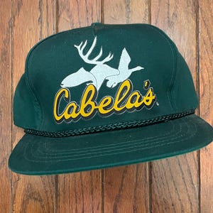 Vintage 90s Deadstock Cabela&#39;s Moose Elk Hunting Trucker Hat Snapback Hat Baseball Cap