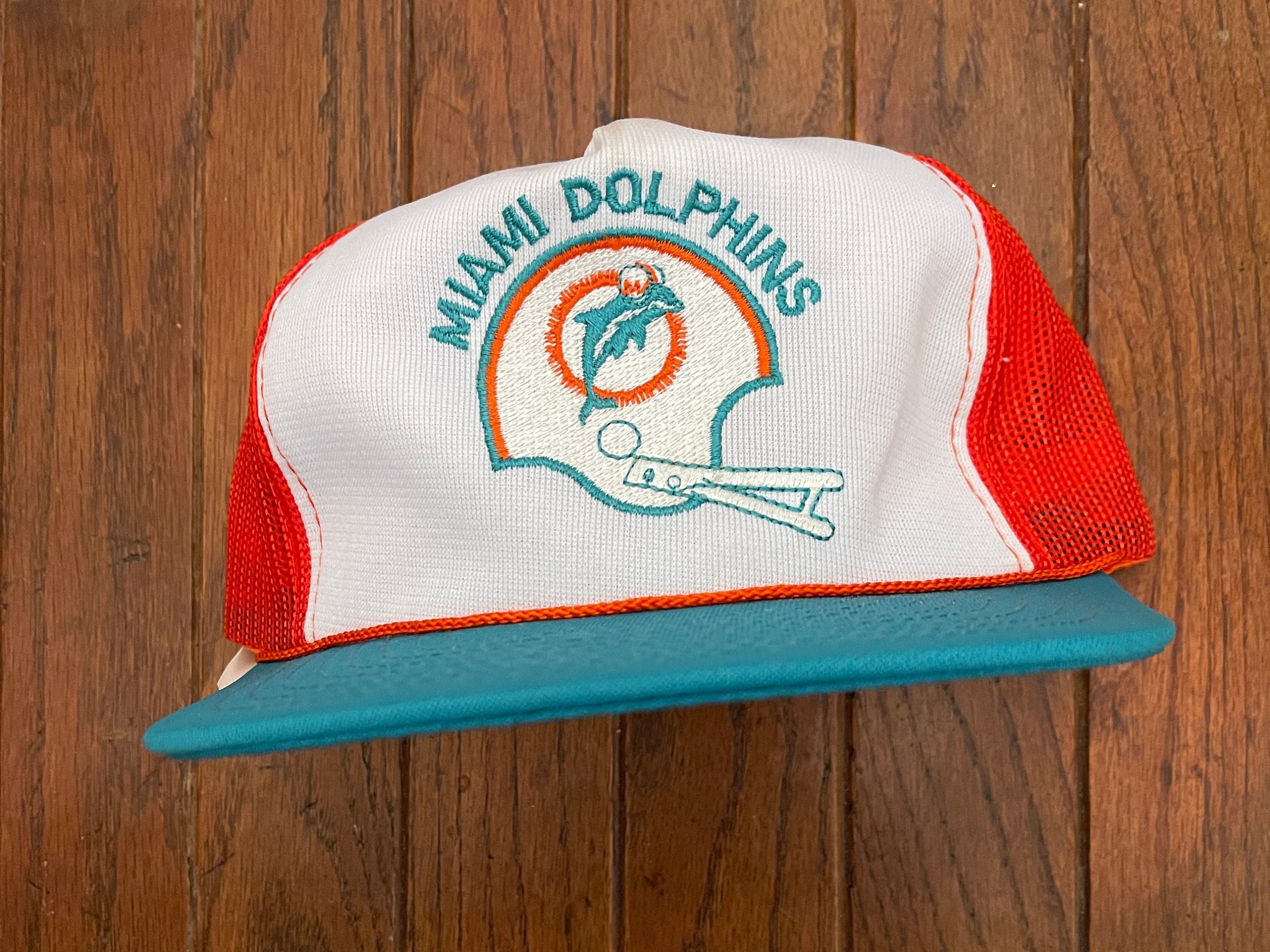 Vintage 80s 90s Miami Dolphins NFL Mesh Trucker Hat Snapback 