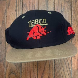 Vintage 90s Deadstock Zebco Fishing Strapback Hat Baseball Cap