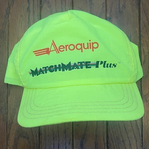 Vintage 90s Neon Aeroquip Match Mate Plus Snapback Hat Baseball Cap USA Made