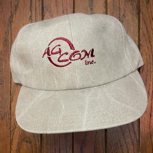 Vintage 90s Minimal Ag Com Strapback Hat Baseball Cap USA Made