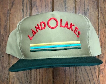 Vintage 90s Deadstock Land O'Lakes Snapback Hat Baseball Cap USA Made