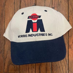 Vintage 90s Minimal Morris Industries Two Tone Strapback Hat Baseball Cap