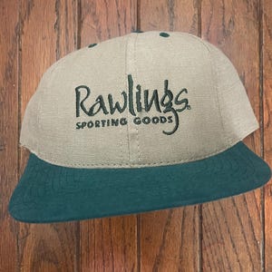 Vintage 90s Deadstock Minimal Rawlings Sporting Goods Two Tone Strapback Hat Baseball Cap USA Made