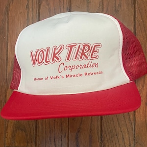 Vintage Trucker Hat Snapback Baseball Cap Volk Tire Corporation Automotive Miracle Retreads