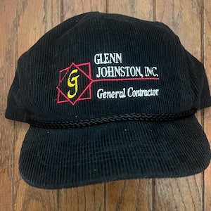 Vintage Corduroy Glenn Johnson General Contractor Snapback Hat Baseball Cap