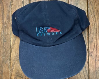 Vintage 90s USA Network Unstructured Strapback Hat Baseball Cap