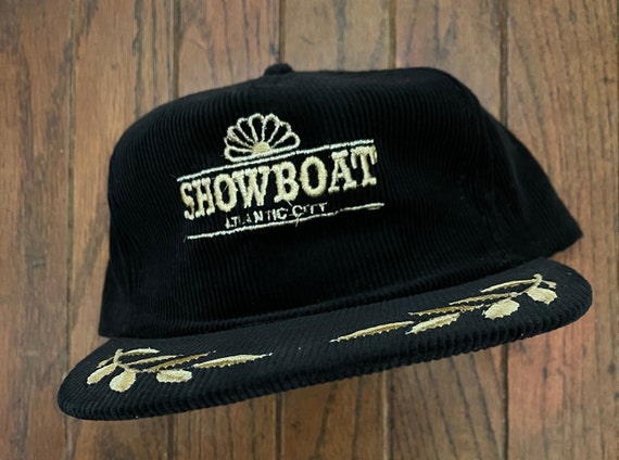 Vintage 80s 90s Corduroy Showboat Atlantic City Snapback Hat Baseball Cap