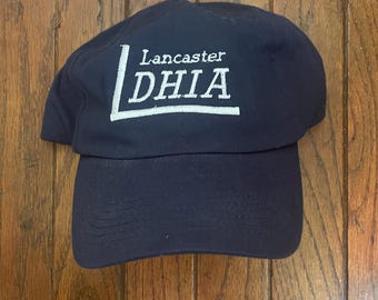 Vintage 90s Minimal Blue Lancaster Dhia Dairy Unstructured Strapback Hat Baseball Cap