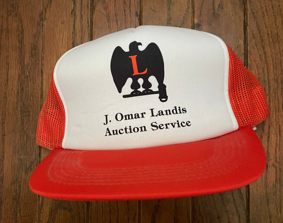Vintage Omar Landis Auction Service Trucker Hat Snapback Hat Baseball
