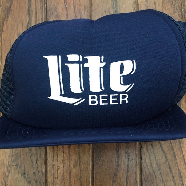 Vintage 80s 90s Miller Lite Beer Mesh Trucker Hat Snapback Hat Baseball Cap