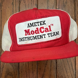 Vintage Distressed Trucker Hat Snapback Hat Baseball Cap Ametek ModCal Instrument Team Patch