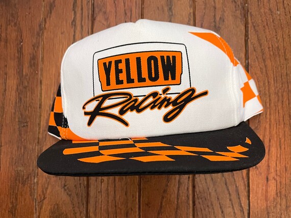 Vintage 90s Yellow Racing Snapback Hat 