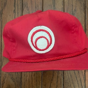 Vintage 80s 90s Minimal Red Strapback Hat Baseball Cap Patch USA Made