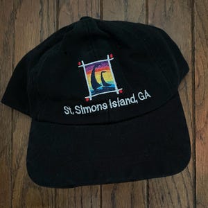 Vintage 90s Minimal Unstructured St Simons Island Georgia Strapback Hat Baseball Cap