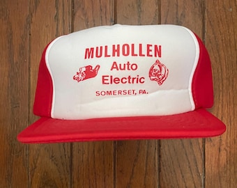 vintage Mulhollen Auto Electric Somerset Pennsylvania Snapback Hat Casquette de baseball