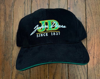 Vintage 90s Deadstock John Deere Tractor Strapback Hat Baseball Cap