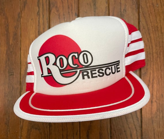 Vintage Roco Rescue 3 Stripe Mesh Trucker Hat Snapbac… - Gem