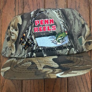 Vintage 80s 90s Penn Reels Fishing Snapback Hat Baseball Cap Made in USA 