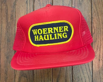 Vintage Trucker Hat Snapback Baseball Cap Woerner Hauling Patch