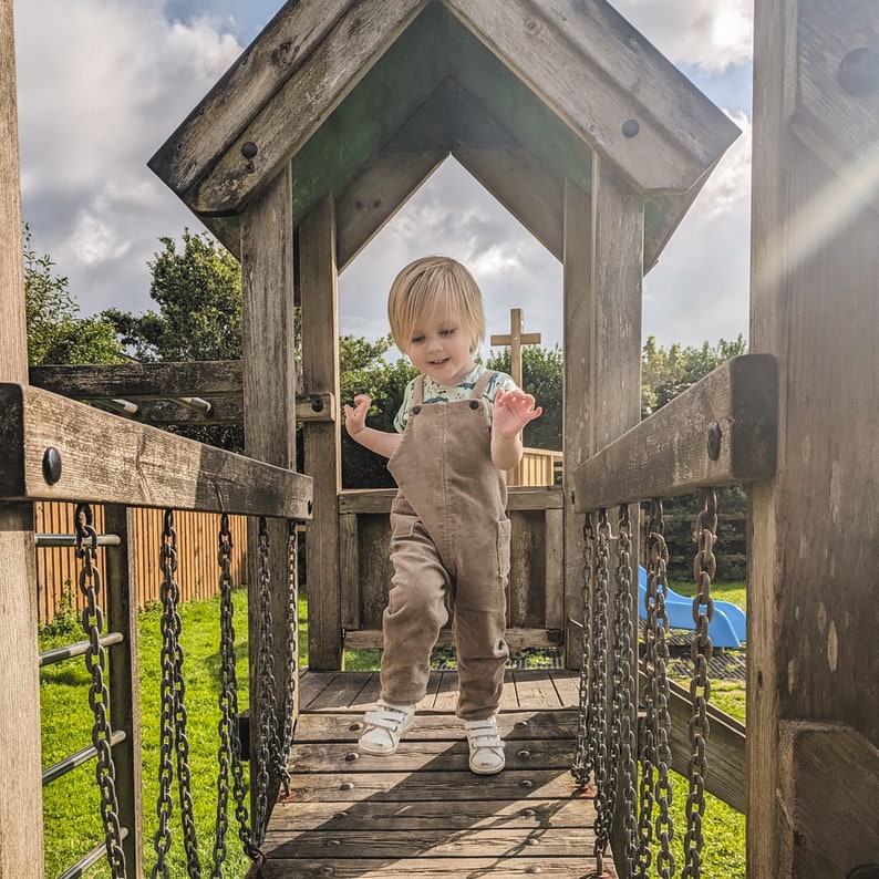 Beige Corduroy Warm Dungarees. 18-24 months image 1