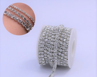 Crystal Cup Chain By Spool | Single Strand Rhinestone Trim |  SS6 (1.30-1.35 mm), SS12 (3.00-3.20mm), SS18 (4.2-4.4mm) | S01