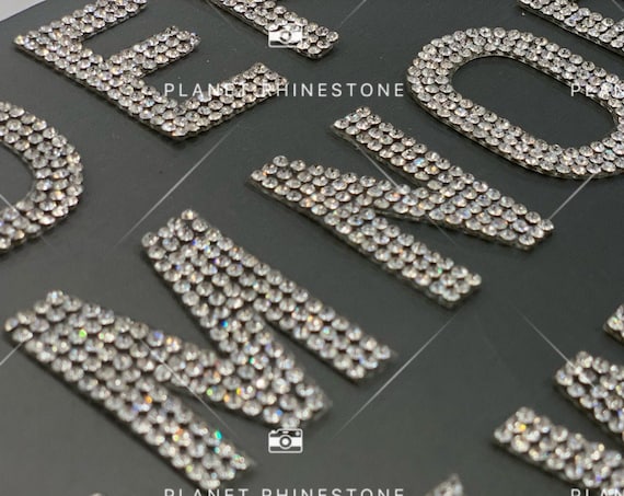 Rhinestone Iron On Letters / silver Clear / Rhinestone patches for / DIY iron on alphabet/hot fix