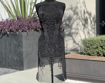 Nancy Rhinestone Bodice | Rhinestone Panel | Black, Gold, Silver |
