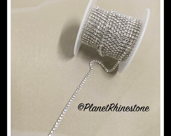 5-yard Simple Single line SS6 Silver Rhinestone Trim Chain #S01