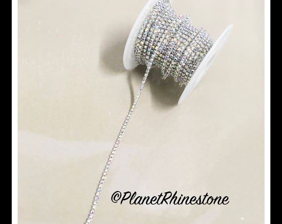 5-yard Simple Single line SS6 AB Rhinestone Trim Chain #S01