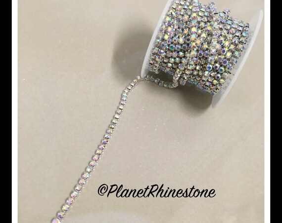5-yard / Simple Single line SS12 / AB / Rhinestone Trim Chain #S02