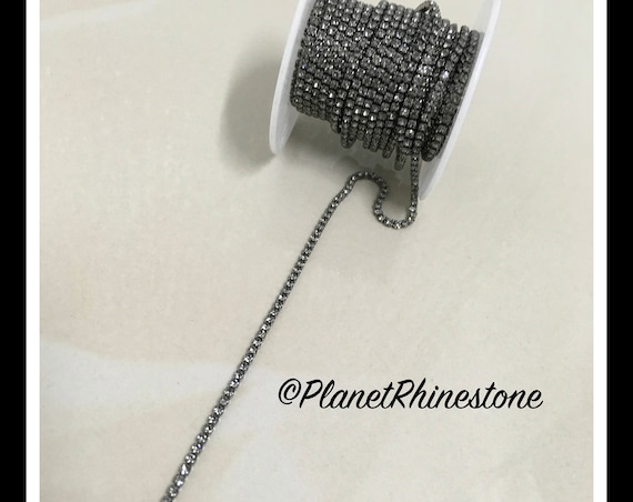 5-yard Simple Single line SS6 Black Rhinestone Trim Chain #S01