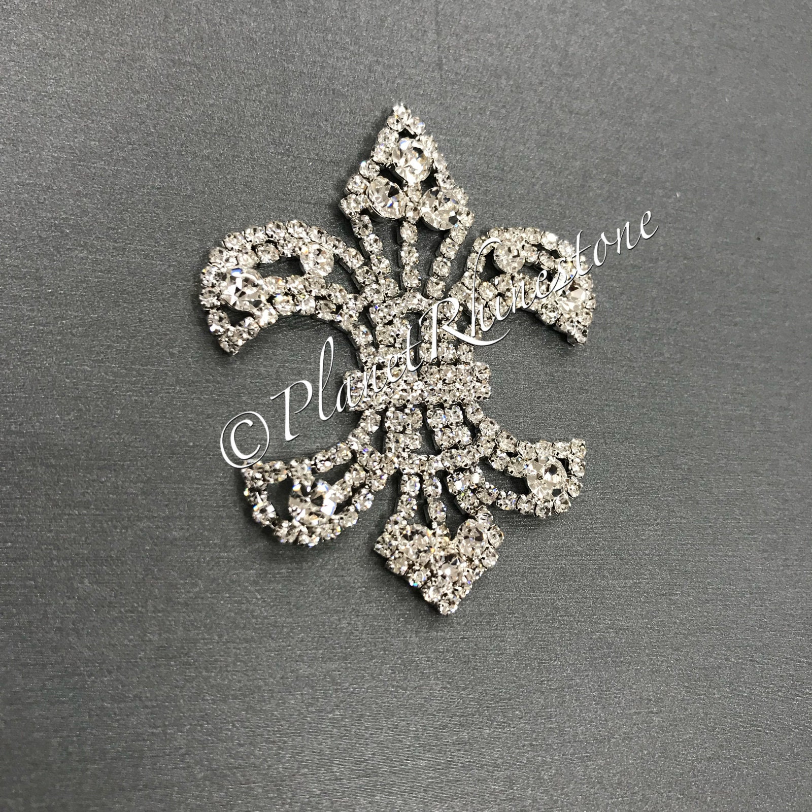 Silver Fleur De Lis Rhinestone Applique #AS-14