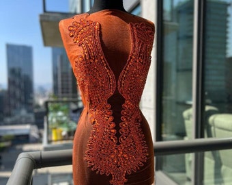 Elisha Rhinestone Bodice | Rhinestone Mesh Applique | Rhinestone Embellishments Embroidery | Silver, Pink, Orange, Gold