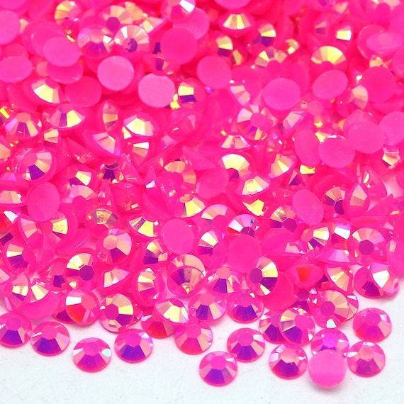The Pink Stuff Jelly Rhinestones | Pink AB | Flat Back Rhinestones |  Embellishments | Bling | Nail Art | 3mm | 4mm | 5mm | SS12 SS16 SS20