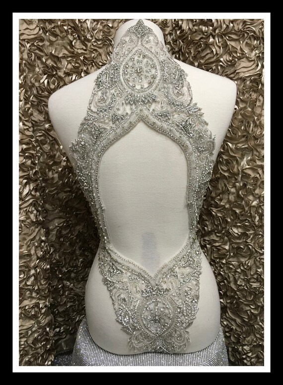 Rhinestone Beaded Mesh Applique #F008