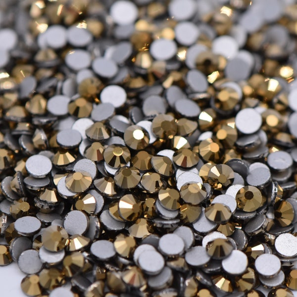 Aurum Gold Glass Rhinestones | High Quality Glass Crystals | No Hotfix Flatback |  2-6mm | LRG-2