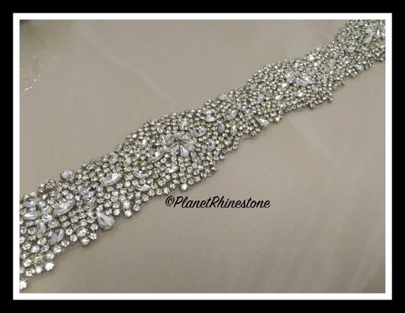 1 Thick Yard-Rhinestone Bridal Iron-0n Trim (Swarovski Shine) #I-18