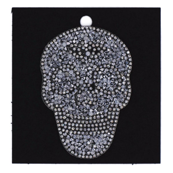 Rhinestone Skull Iron On Applique | Crystal Skull Transfer | IA-19